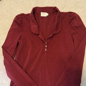 Nation LTD Red Button Down Polo Shirt